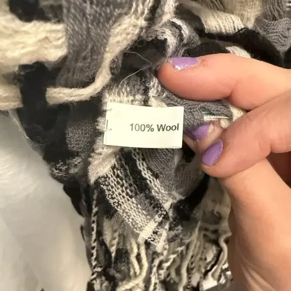 Suantrai of Ireland Open Weave Black White & Gray Wool Scarf - Picture 7 of 7